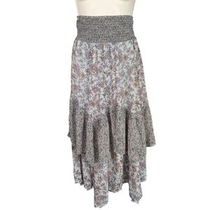 American Eagle Tiered Asymmetrical Hem Paisley Floral Patchwork Maxi Skirt Sz S